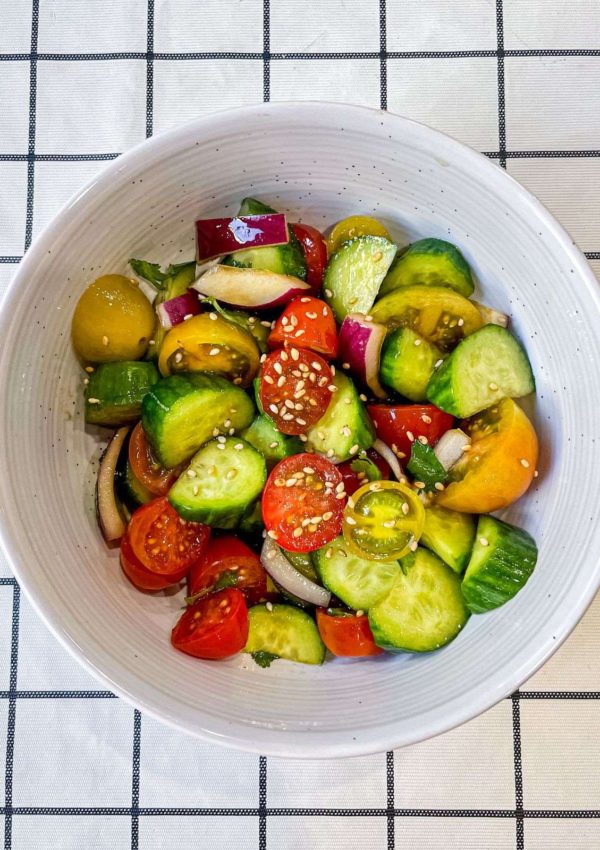 Cucumber and Tomato Salad with Ponzu Dressing